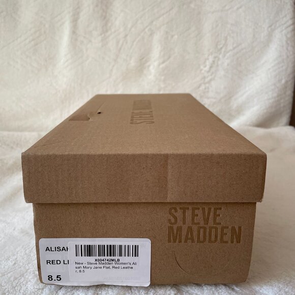 Red Leather Two-Strap Ballet Flats Steve Madden Mary Jane Size 8.5 - Picture 7 of 8